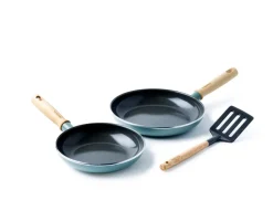 Mayflower Pro frying pan set + spatula, Green-blue