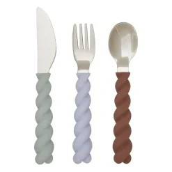 Mellow children's cutleryset 3 pieces, PaleMint-Choko-Ice Blue