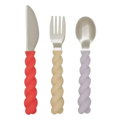 Mellow children's cutleryset 3 pieces, Lavender-Vanilla-Cherry Red