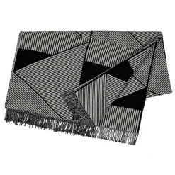 Metric focus cotton throw, black