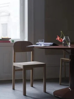 Midst pedestal table, Dark red linoleum-dark red, Ø120 cm
