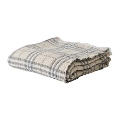 Milton cotton throw 140x200 cm, Beige-white-dark grey