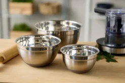 Mixing bowl with silicone base, latte, 3 Liter