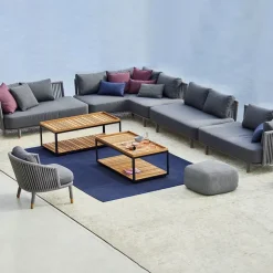 Moments modular sofa, Gray, corner, Cane-Line soft rope