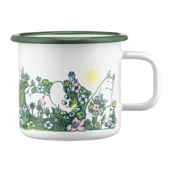 Moomin enamel mug 37 cl, In the garden