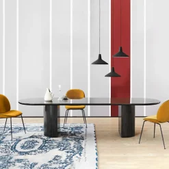 Moon dining table ellips, Oak brown/black stained