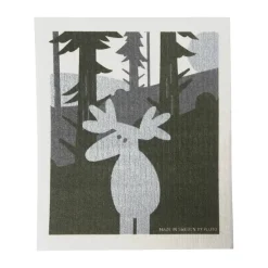 Moose dishcloth 17.2x20 cm, Green-silver-white