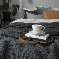 Moss bed spread 160x260 cm, charcoal (grey)