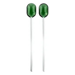 Muurla salad cutlery glass 2-pack, Green-clear