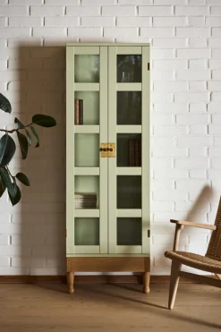 National Geographic bookcase, Yellow-plinth-base-brass