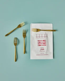 Nicolas Vahé cake fork 4-pack, Antique gold finish