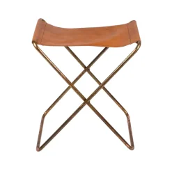 Nola stool leather, brown, 45 cm
