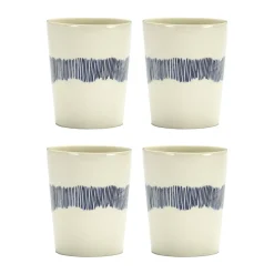 Ottolenghi Feast tea cup 33 cl 4-pack, White stripes-blue