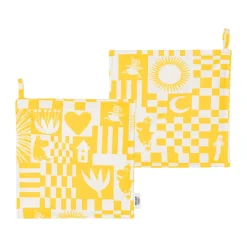 Party Moomin pot holder 22x22 cm 2-pack, Yellow