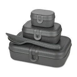 Pascal Ready Set 3x lunch box and cutlery, Natural ash grey