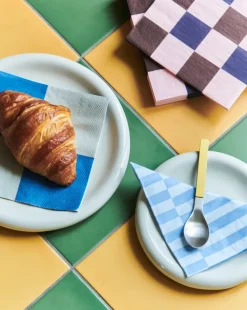 Pattern Lunch Stripe napkin 33x33 cm 20-pack, Light blue-dusty blue pillar