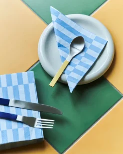 Pattern Lunch Stripe napkin 33x33 cm 20-pack, Light blue-dusty blue pillar