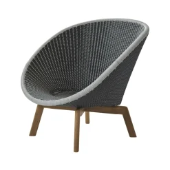 Peacock Weave lounge chair, Grey/light grey, legs in teak