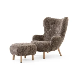 Petra VB3 high armchair incl. pouf ATD1, Oiled Oak-Sheepskin Sahara