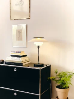 PH 80 table lamp, White opal, chrome-plated