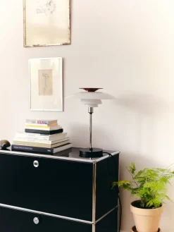 PH 80 table lamp, White opal, chrome-plated