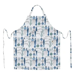 Picknick apron small pattern, Blue-beige