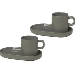 Pilar espresso cup with saucer 2-pack, Pewter