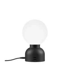 Pluggie table lamp, Black, opal glass