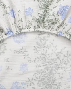 Plumbago Muslin fitted sheet, 90x200x30 cm