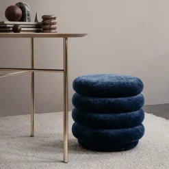 Pouf Round pouf, Fabric faded velvet 3 forest