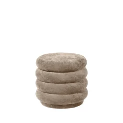 Pouf Round pouf, Fabric faded velvet 26 beige