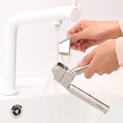 Profile garlic press, stainless steel