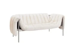 Puffy 2,5-seater sofa 205 cm, Natural-stainless steel