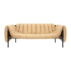 Puffy 2,5-seater sofa 205 cm, Sand leather-black grey
