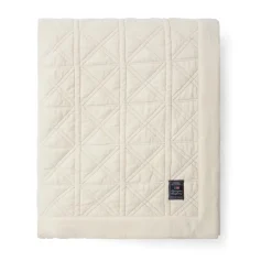 Quilted organic cotton velvet bedspread 260x240 cm, White