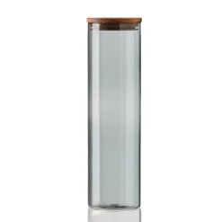 Raw glass jar smoke with wooden lid, large