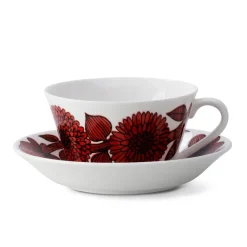 Röd Aster tea set, tea cup + saucer