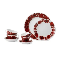 Röd Aster tea set, tea cup + saucer