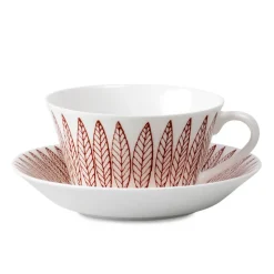 Röd Salix tea set, cone, tea cup + saucer