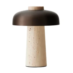 Reverse portable table lamp 24,5 cm, Travertine-bronzed aluminium