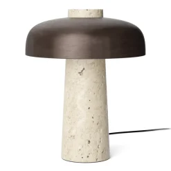 Reverse table lamp 30 cm, travertin-bronzed brass