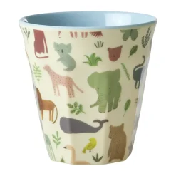 Rice children's cup melamine, Sweet Jungle Print-Soft blue