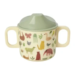 Rice children's mug with two handles 20 cl, Sweet Jungle Print-Cream