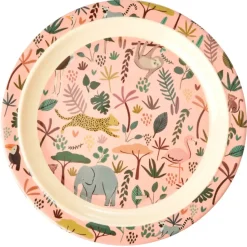 Rice children's plate Jungle animals, coral-multi