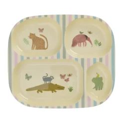 Rice children's plate melamine 4 compartments, Sweet Jungle Print