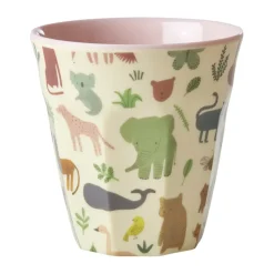 Rice melamine cup medium, Sweet Jungle Print-Soft Pink