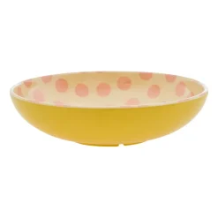 Rice salad bowl melamine Ø29.9 cm, Pink dots-yellow