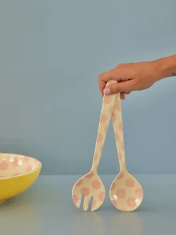 Rice salad servers melamine 2 pieces, Pink dots