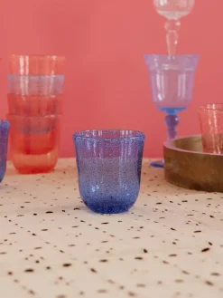 Rice tumbler glass bubble design acrylic 41 cl, Blue