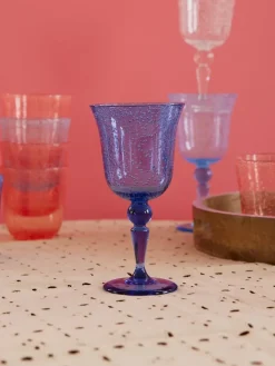 Rice wine glass bubble design 36 cl, Blue